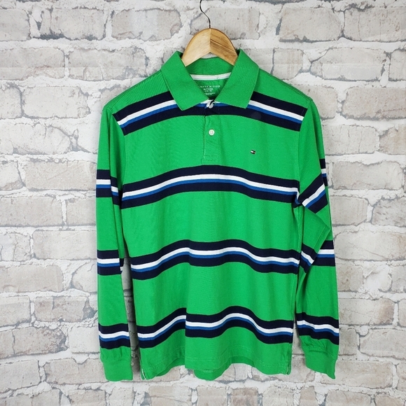 2/$25 Tommy Hilfiger Polo  Shirt Green Stripe XL - Picture 1 of 12